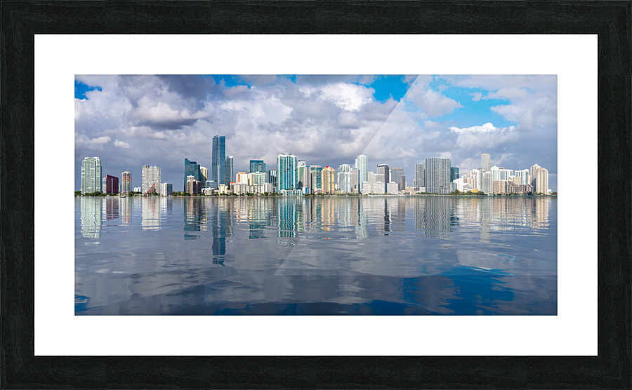 View of Miami Skyline with artificial reflection  Impression encadrée