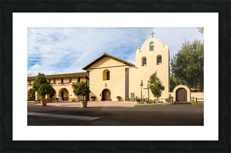 Cloudy day at Santa Ines Mission California  Framed Print Print