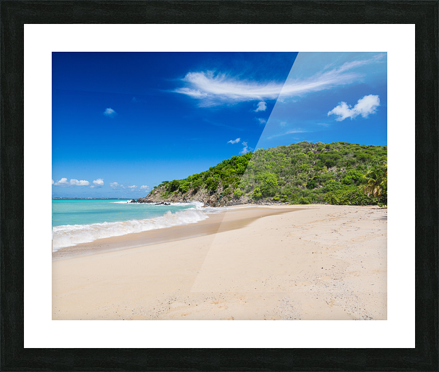 Happy Bay off coast of St Martin Caribbean  Framed Print Print