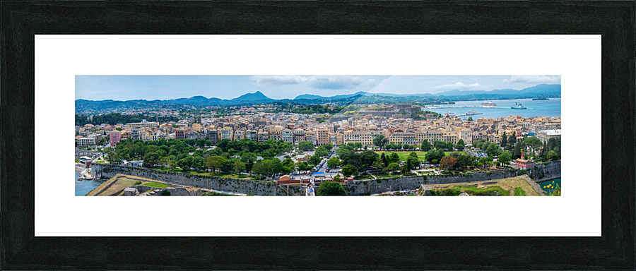 Wide panorama of  Kerkyra on island Corfu  Framed Print Print