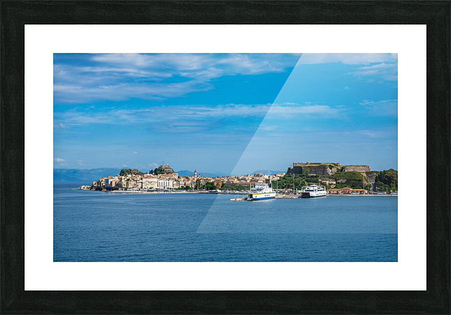 Panorama of port by Kerkyra on Corfu Picture Frame print