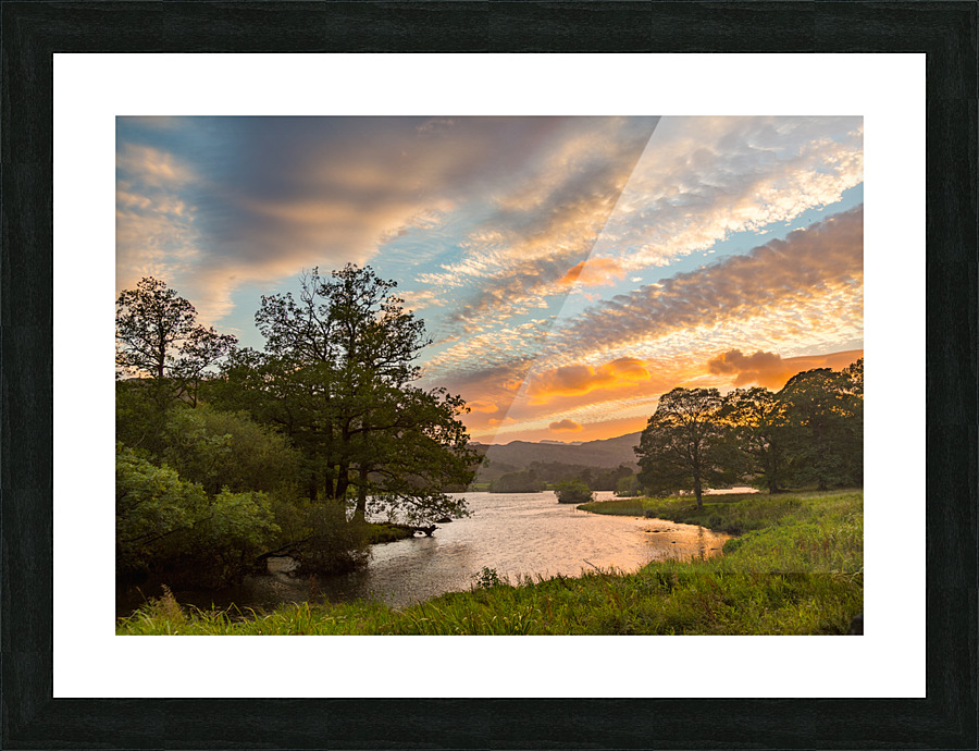 Sunset over Rydal Water in Lake District Picture Frame print