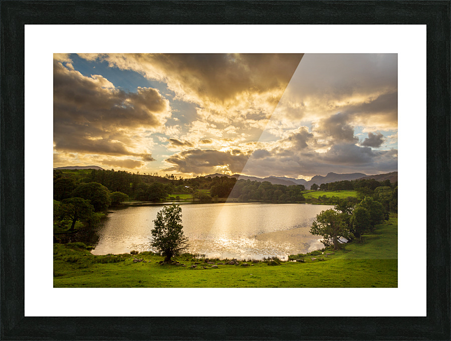 Sunset at Loughrigg Tarn in Lake District Picture Frame print