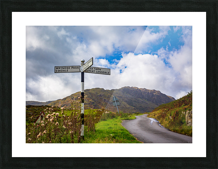 Langdale sign in english lake district Picture Frame print