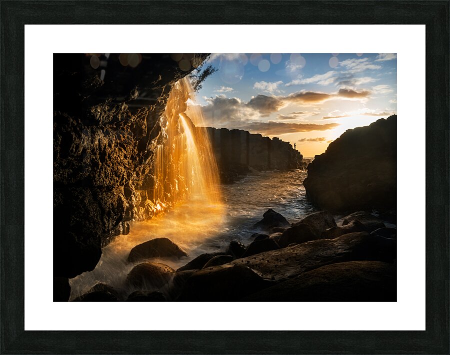 Waterfall near Queens Bath in Princeville Kauai Frame print