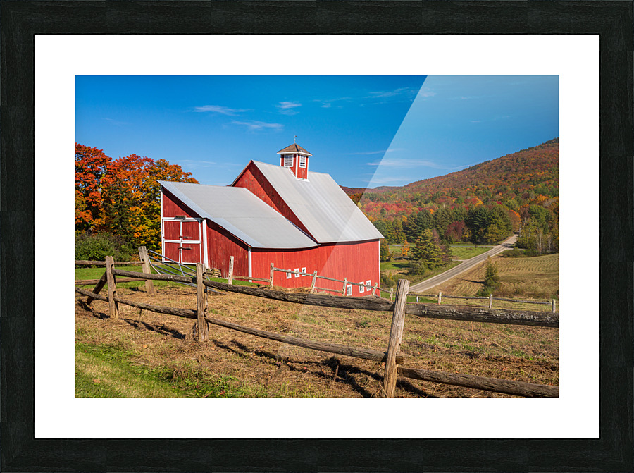 Grandview Farm barn with fall colors in Vermont Frame print
