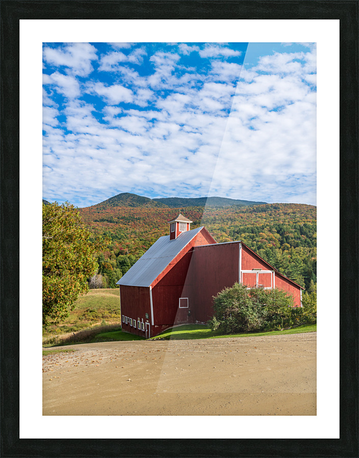 Grandview Farm barn with fall colors in Vermont  Framed Print Print