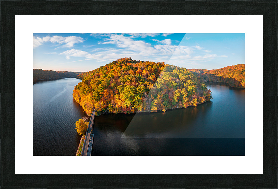 Aerial view of fall leaves in Cheat Lake Park  Framed Print Print