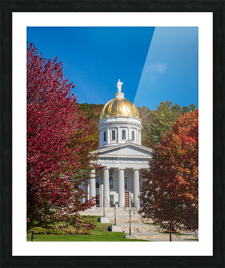 Gold dome of Vermont State House in Montpelier  Framed Print Print