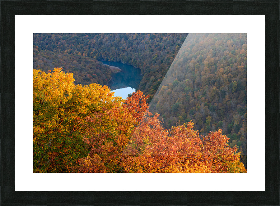 Sunset over Cheat river from Coopers Rock Picture Frame print