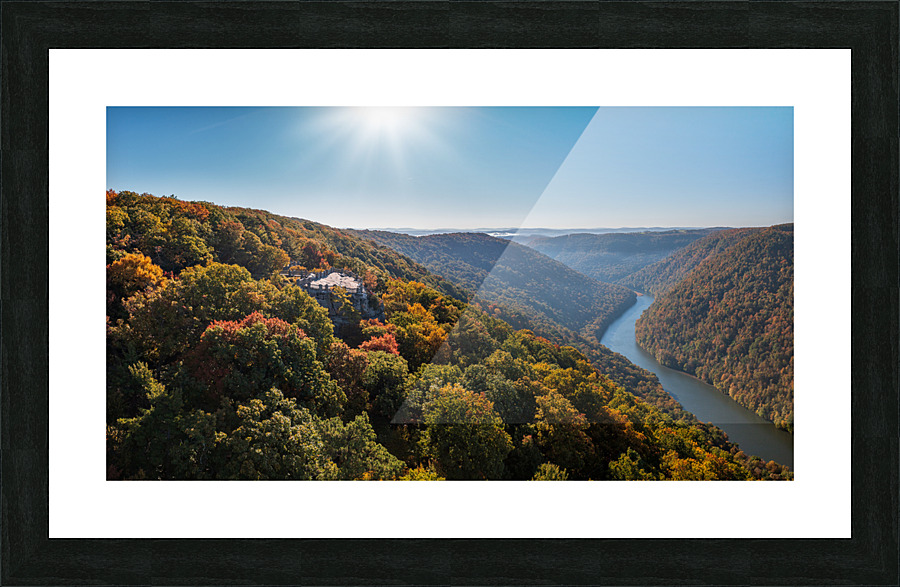  Cheat River panorama in West Virginia with fall colors  Framed Print Print