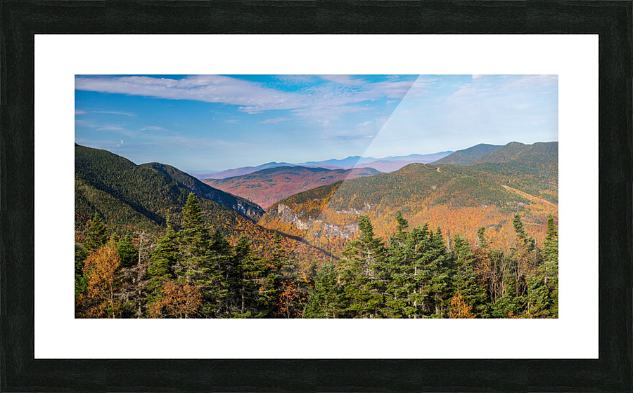 Aerial view of Smugglers Notch in the fall  Framed Print Print