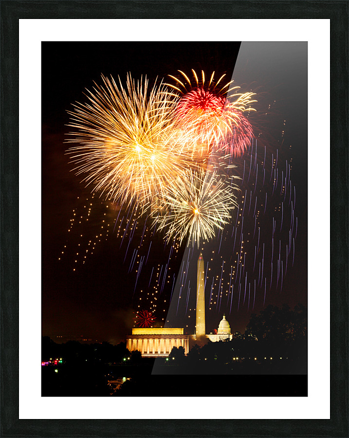 Fireworks over Washington DC on July 4th  Framed Print Print
