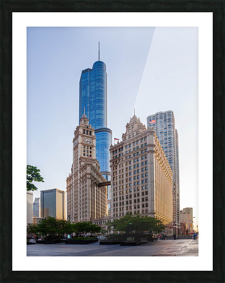 Wrigley building and Trump tower Chicago  Impression encadrée