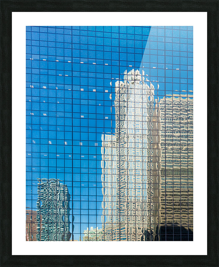 Reflection of offices in Chicago windows  Framed Print Print