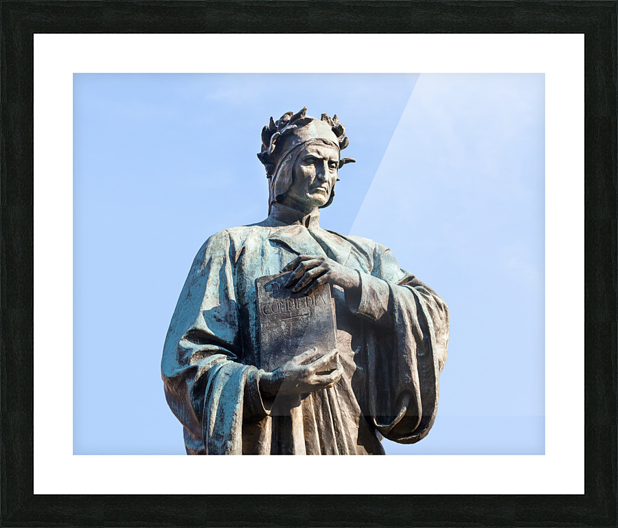 Dante statue with Divine Comedy in Meridian Hill park  Impression encadrée