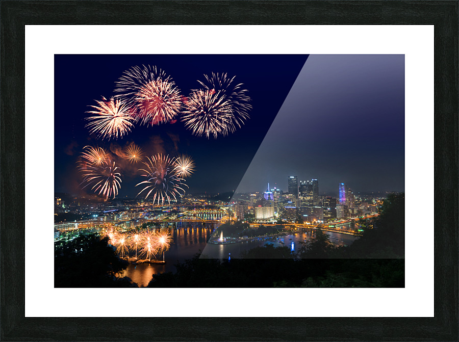 Fireworks over Pittsburgh for Independence Day Frame print