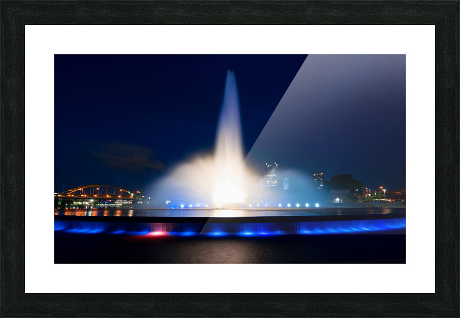 Point State Park Fountain in downtown Pittsburgh at night Frame print