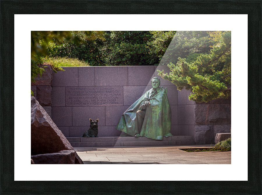 Statue of Roosevelt and dog Picture Frame print