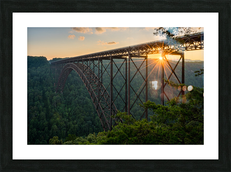 Sunset at the New River Gorge Bridge in West Virginia  Framed Print Print