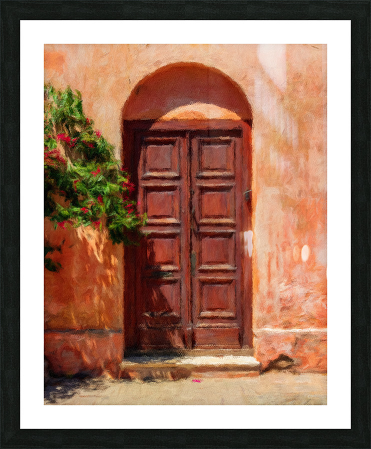Oil painting of old door in Colonia del Sacramento  Impression encadrée