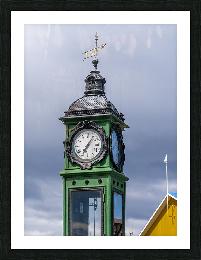 Clock tower and weather station by port in Punta Arenas in Chile  Framed Print Print
