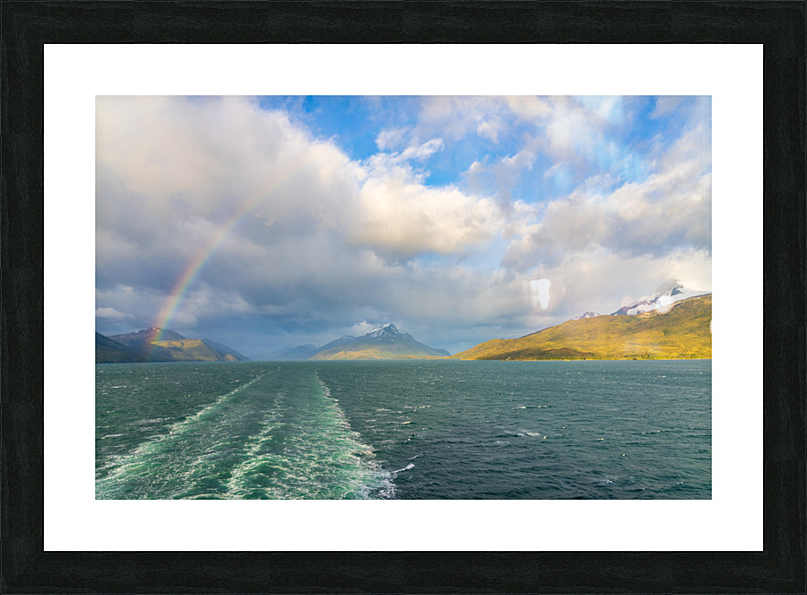 Panorama of Beagle channel with rainbow  Impression encadrée