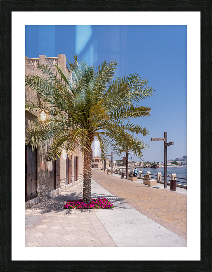 Promenade in Al Shindagha district and museum in Dubai  Framed Print Print