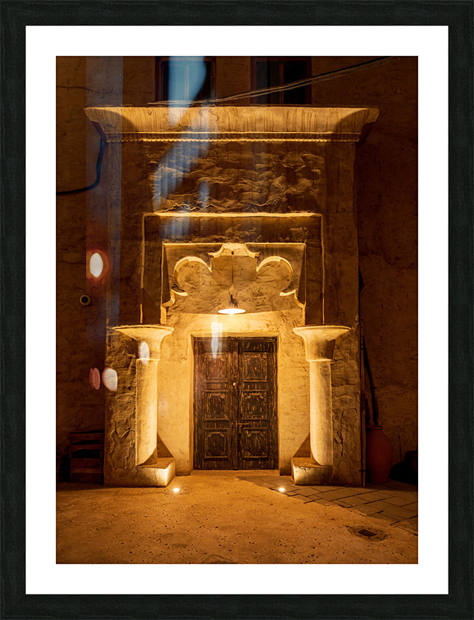 Old buildings and doorways in the Old City in Al Seef are illumi Picture Frame print
