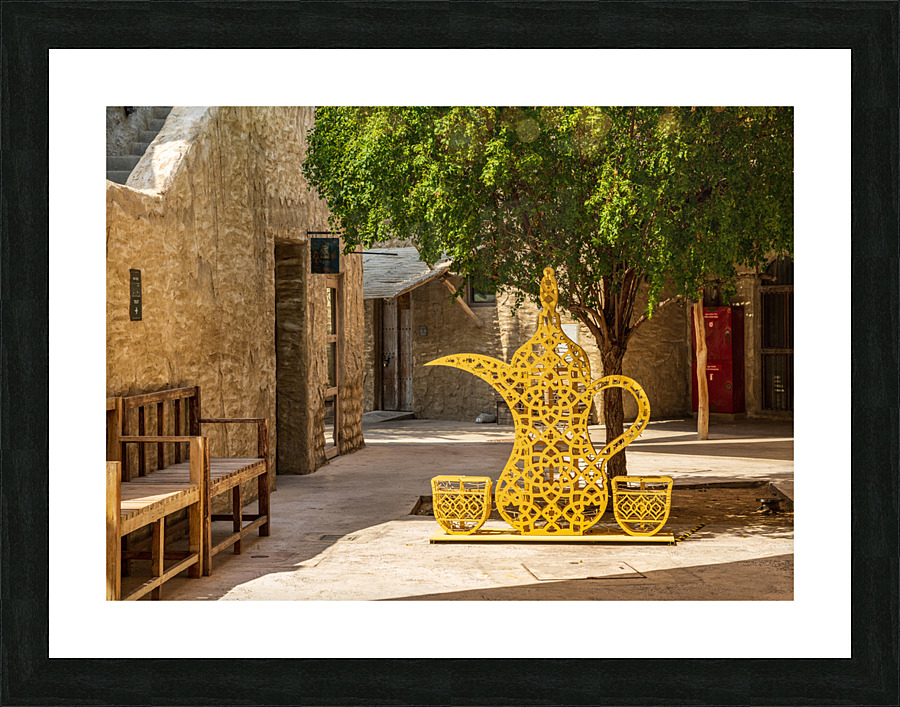 Traditonal arabian coffee in the souk in the Old City in Al Seef  Framed Print Print