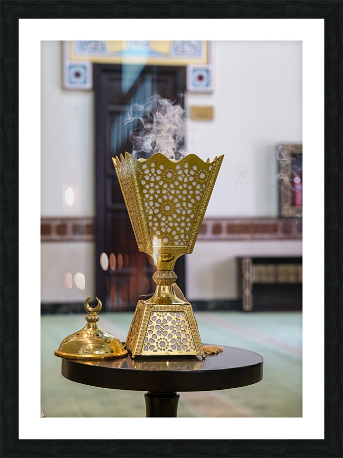 Incense burner in the Jumeirah Mosque open to visitors in Dubai  Framed Print Print