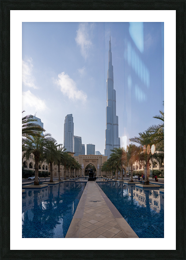 Entrance to Palace Downtown hotel in Dubai business district  Framed Print Print