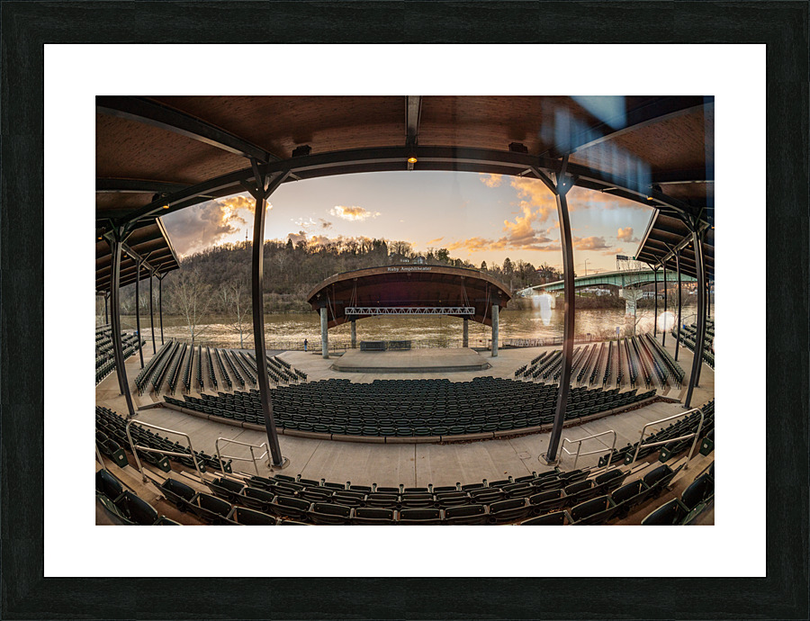 Fisheye lens view of Ruby Amphitheater in Morgantown WV  Framed Print Print