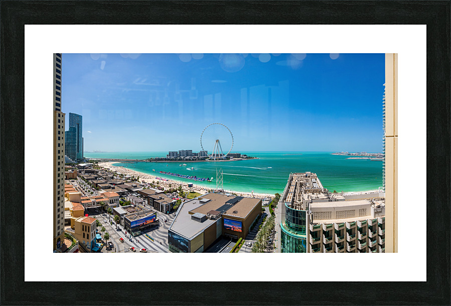Panorama of Dubai observation wheel on Bluewaters Island  Framed Print Print