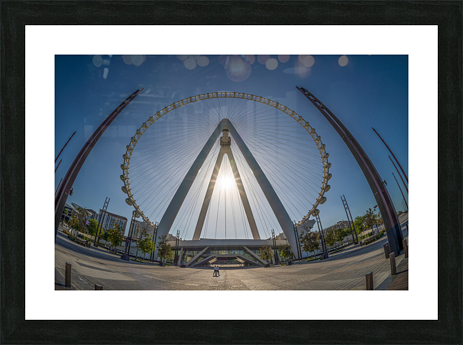 Fisheye view of Ain Dubai observation wheel on Bluewaters Island Picture Frame print