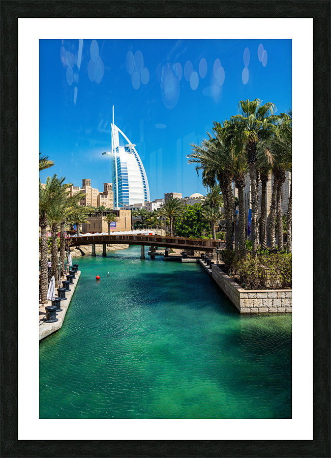Artificial waterways around Souk Madinat Jumeirah in Dubai  Framed Print Print