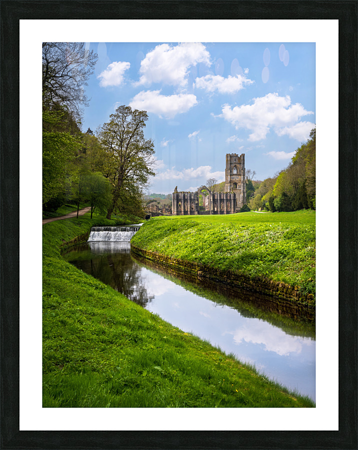 Springtime at Fountains Abbey ruins in Yorkshire England  Impression encadrée