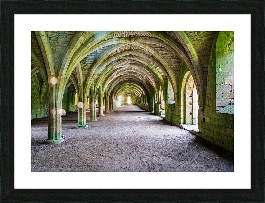 Cellarium at Fountains Abbey ruins in Yorkshire England  Impression encadrée