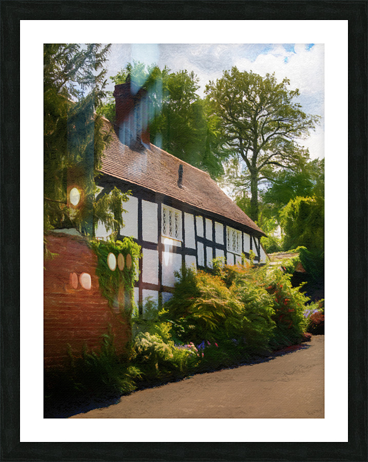 Pastel drawing of tudor home in Ellesmere Shropshire  Framed Print Print