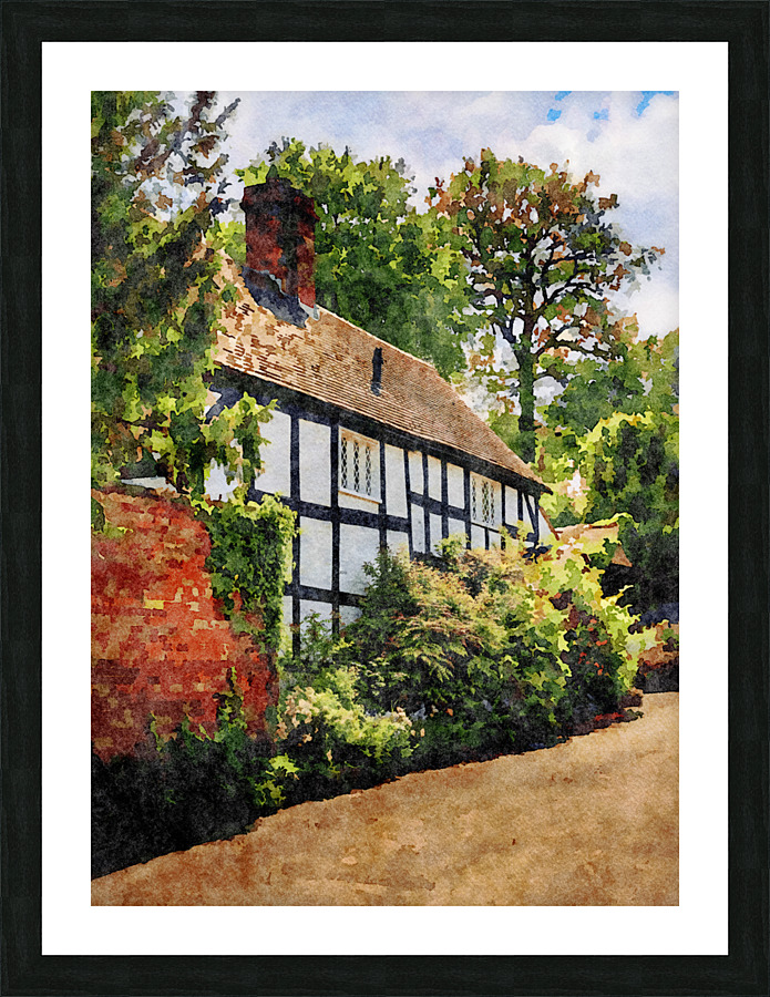 Water color of tudor home in Ellesmere Shropshire  Framed Print Print