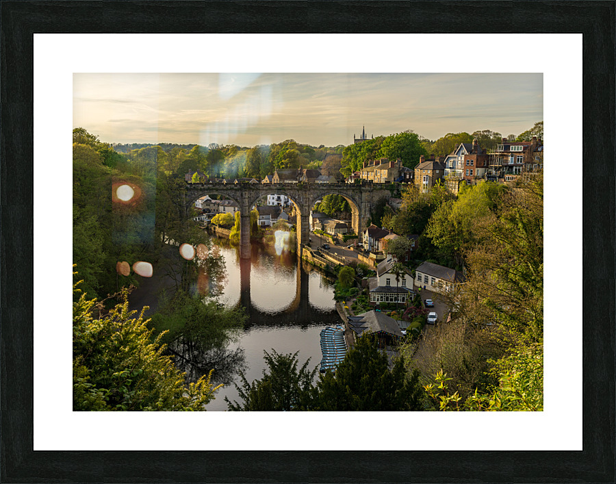 Old stone railway viaduct over River Nidd in Knaresborough Picture Frame print