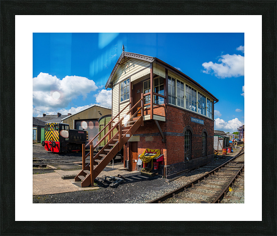 Oswestry South railway signal control box in Shropshire  Framed Print Print