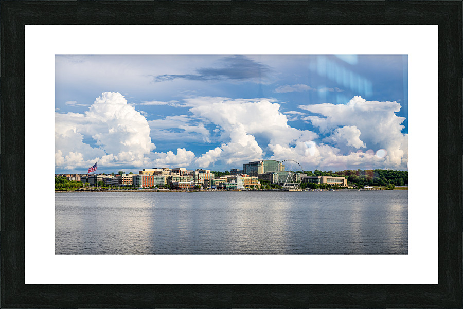 Dramatic clouds above National Harbor in Maryland near Washingto  Framed Print Print