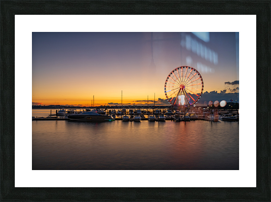 Ferris wheel at National Harbor at sunset  Impression encadrée