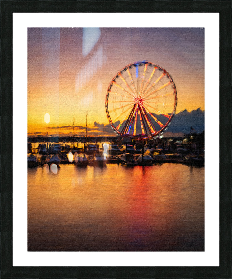 Digital art of Ferris wheel at National Harbor  Framed Print Print