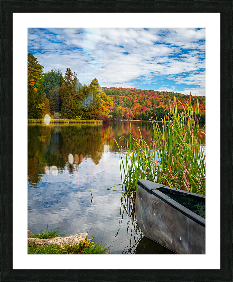 Canoe ready to launch in Silver Lake Vermont  Framed Print Print