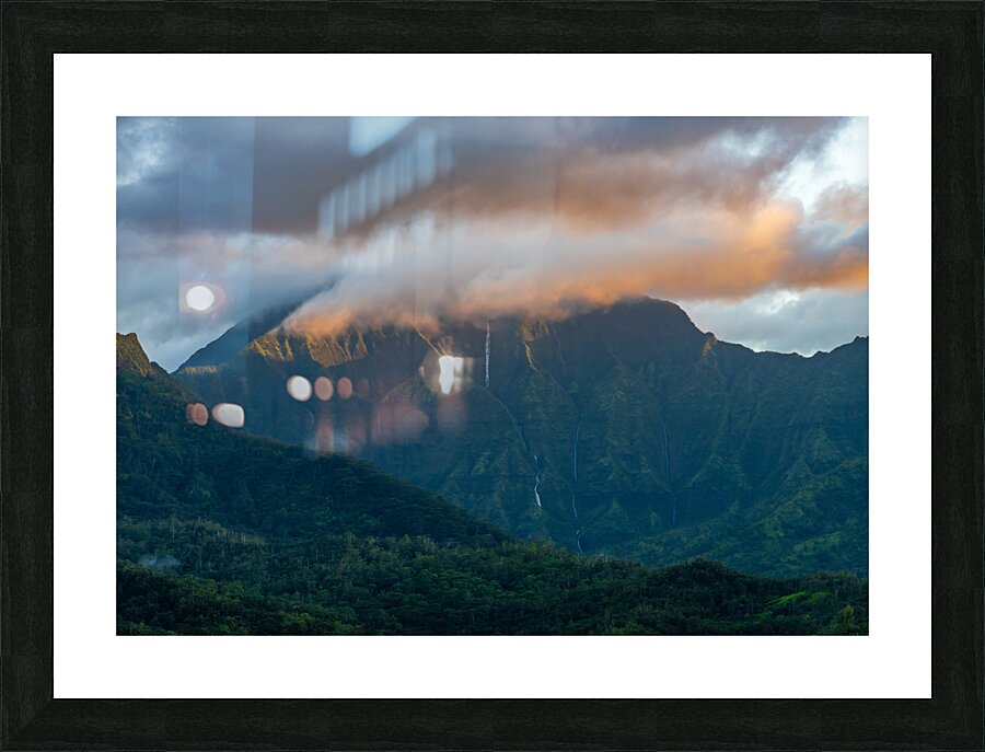Sunset over the mountains of Hanalei Bay  Framed Print Print