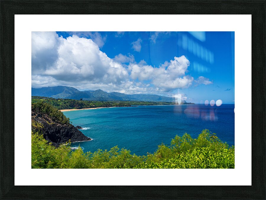 Coastline to Princeville from Kilauea Lighthouse Kauai  Framed Print Print
