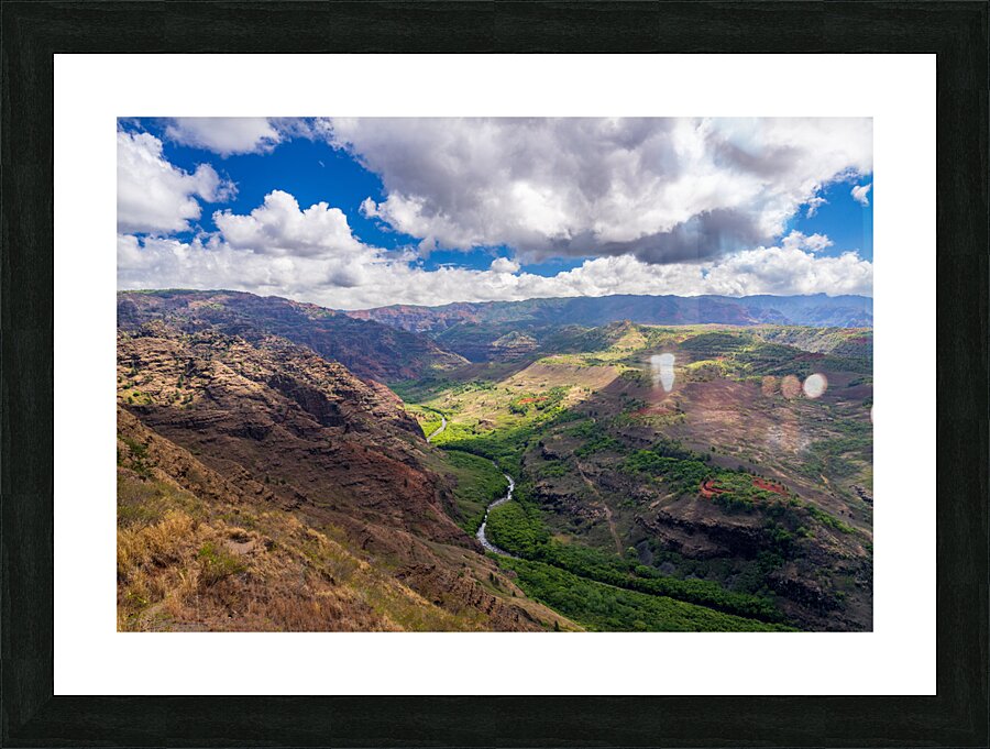 Waimea river in lower valley of famous Waimea Canyon Kauai  Framed Print Print