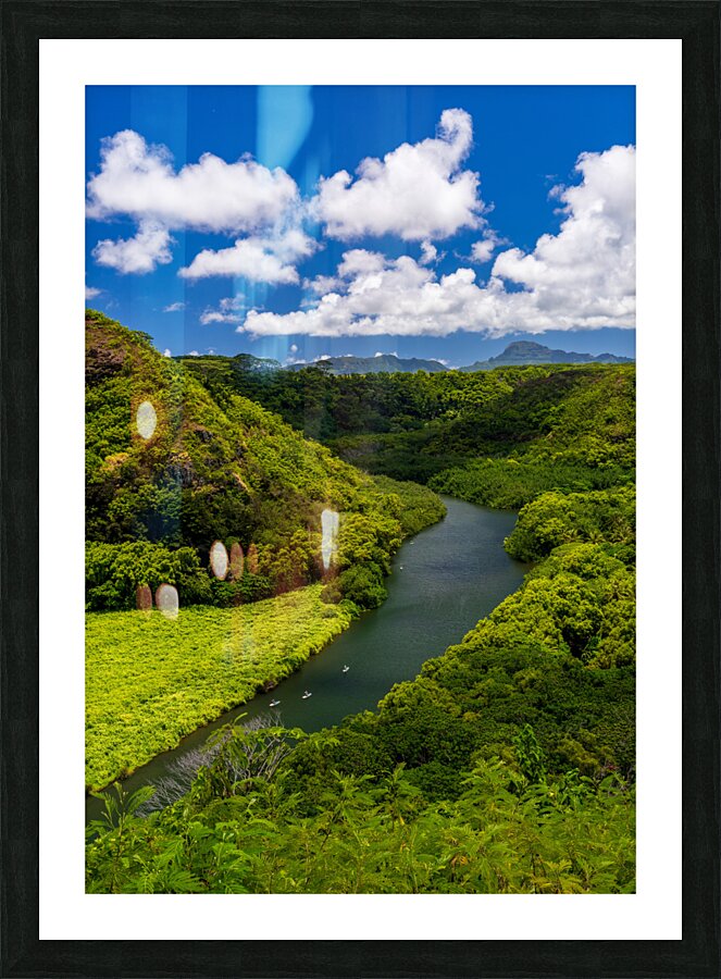 Wailua River bends around a meadow on Kauai  Framed Print Print